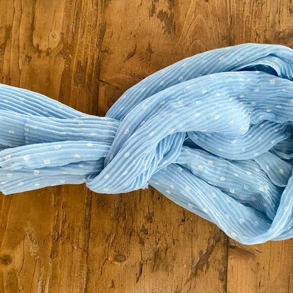 Codello Ribbed Blue With White Polka Dot Scarf - Picture 1 of 3